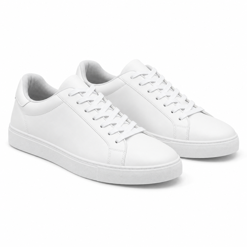 White Smooth-Panel Everyday Sneakers on a white background