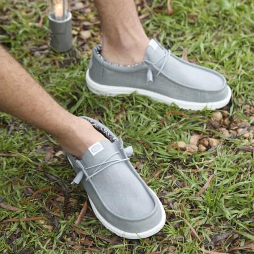 HEYDUDE Men's Wally Stretch Canvas Slip-On Loafers - Light Grey - gallery image 2