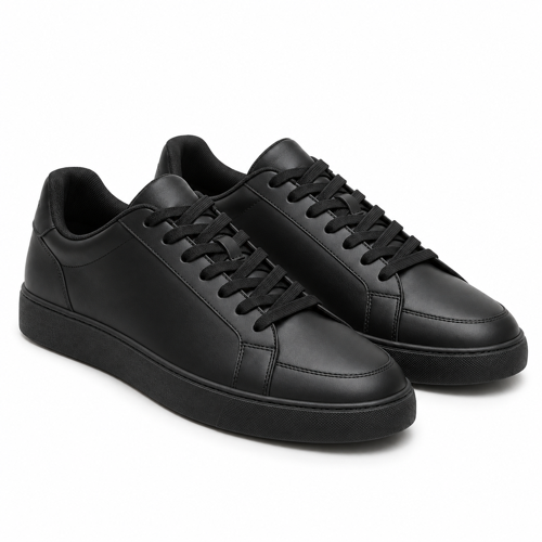 Black Smooth-Panel Everyday Sneakers on a white background