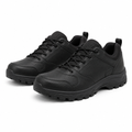 Black Rugged Flex Leather-Look Trail Shoes on a white background